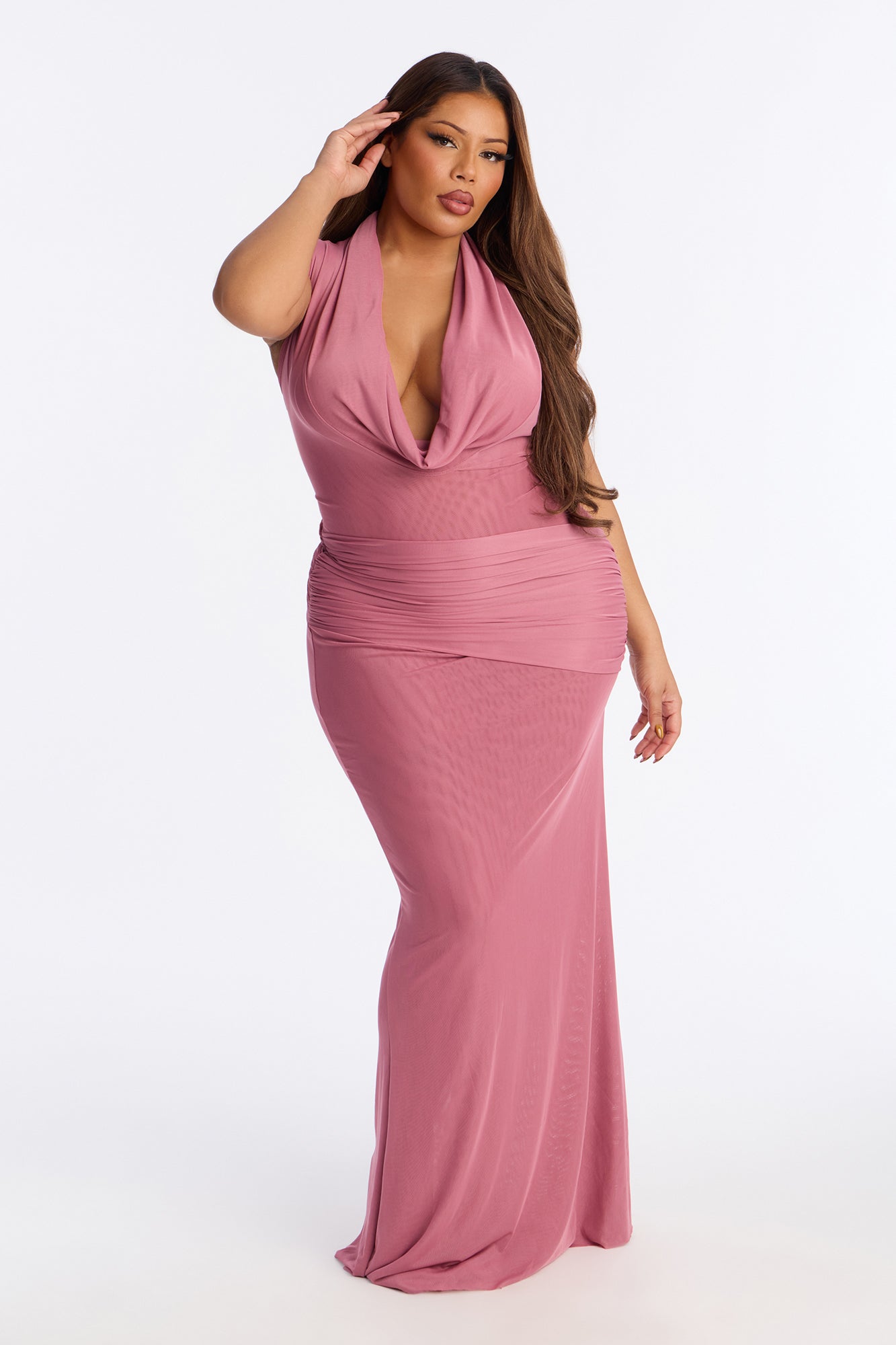 Pretty Privilege Mesh Maxi Dress - Marsala