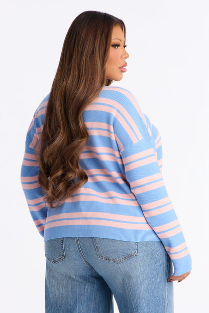Into My Mind Striped Sweater Top - Blue/combo