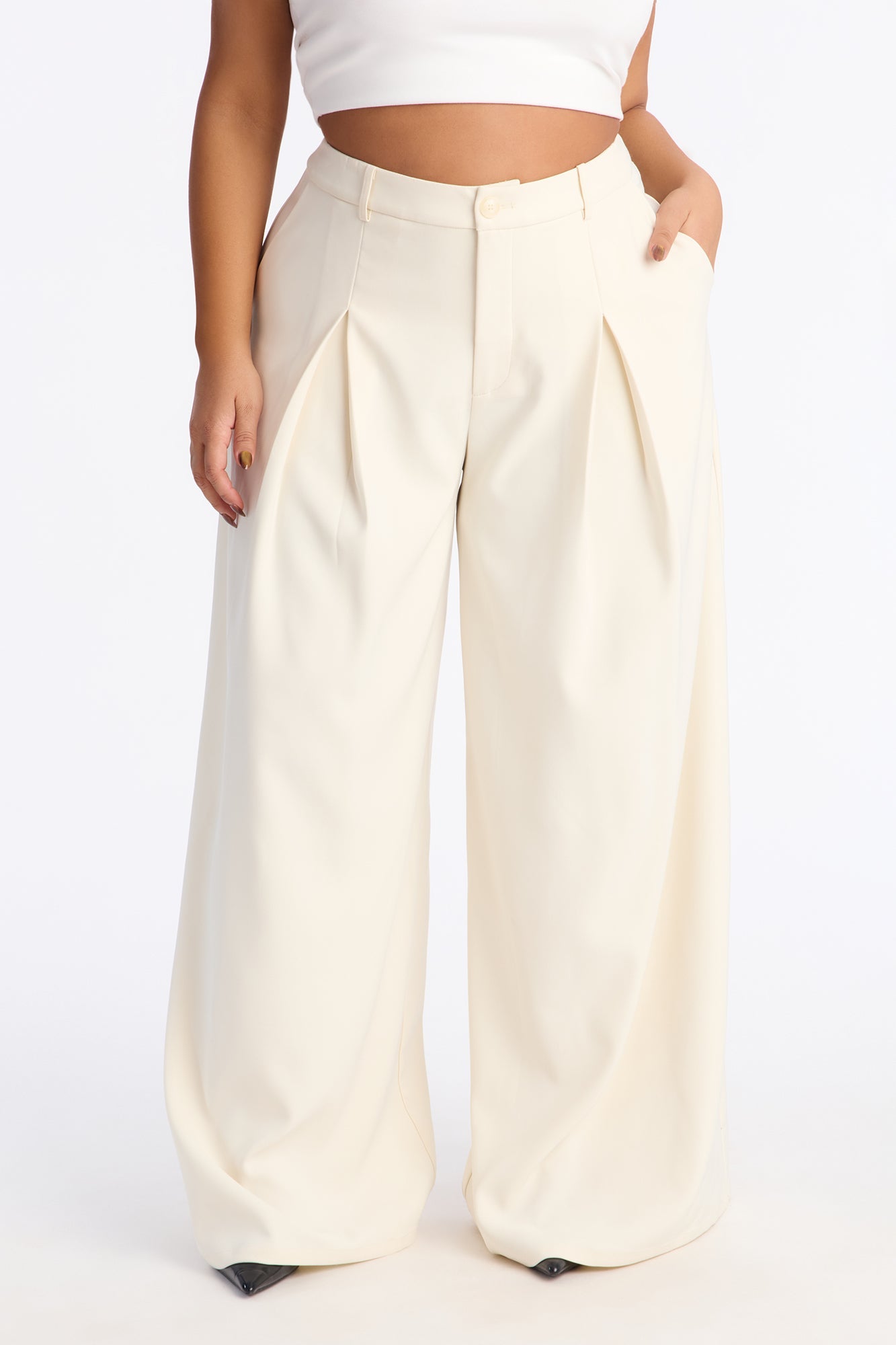 Karianna Crepe Woven Wide Leg Pant 33 - Ivory