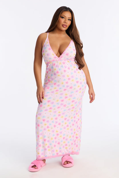 Your Sweetheart Maxi PJ Sleep Dress - Pink/combo