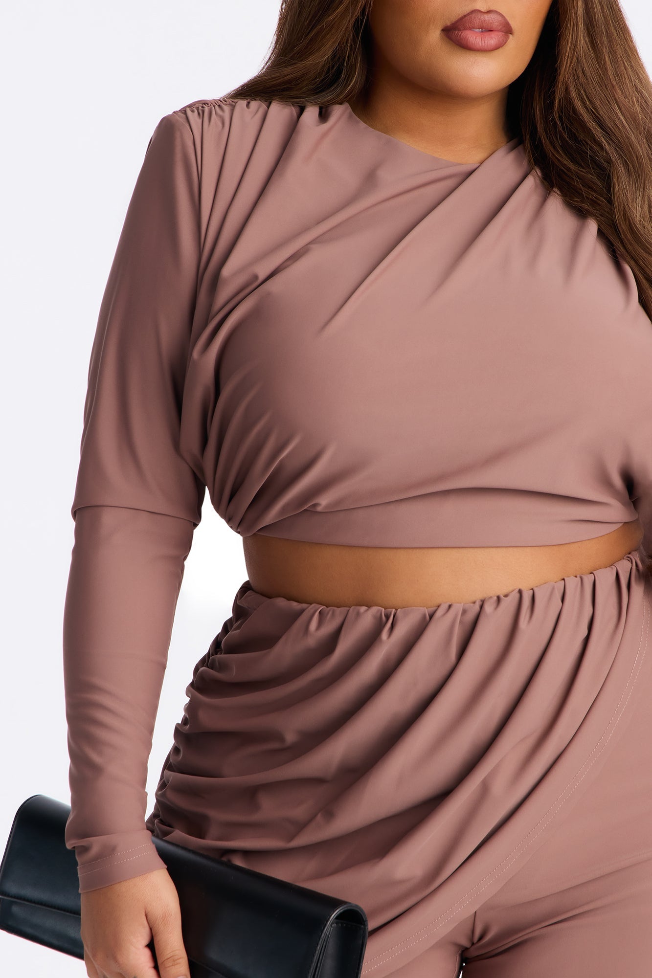 Azira Ruched Pant Set - Mocha