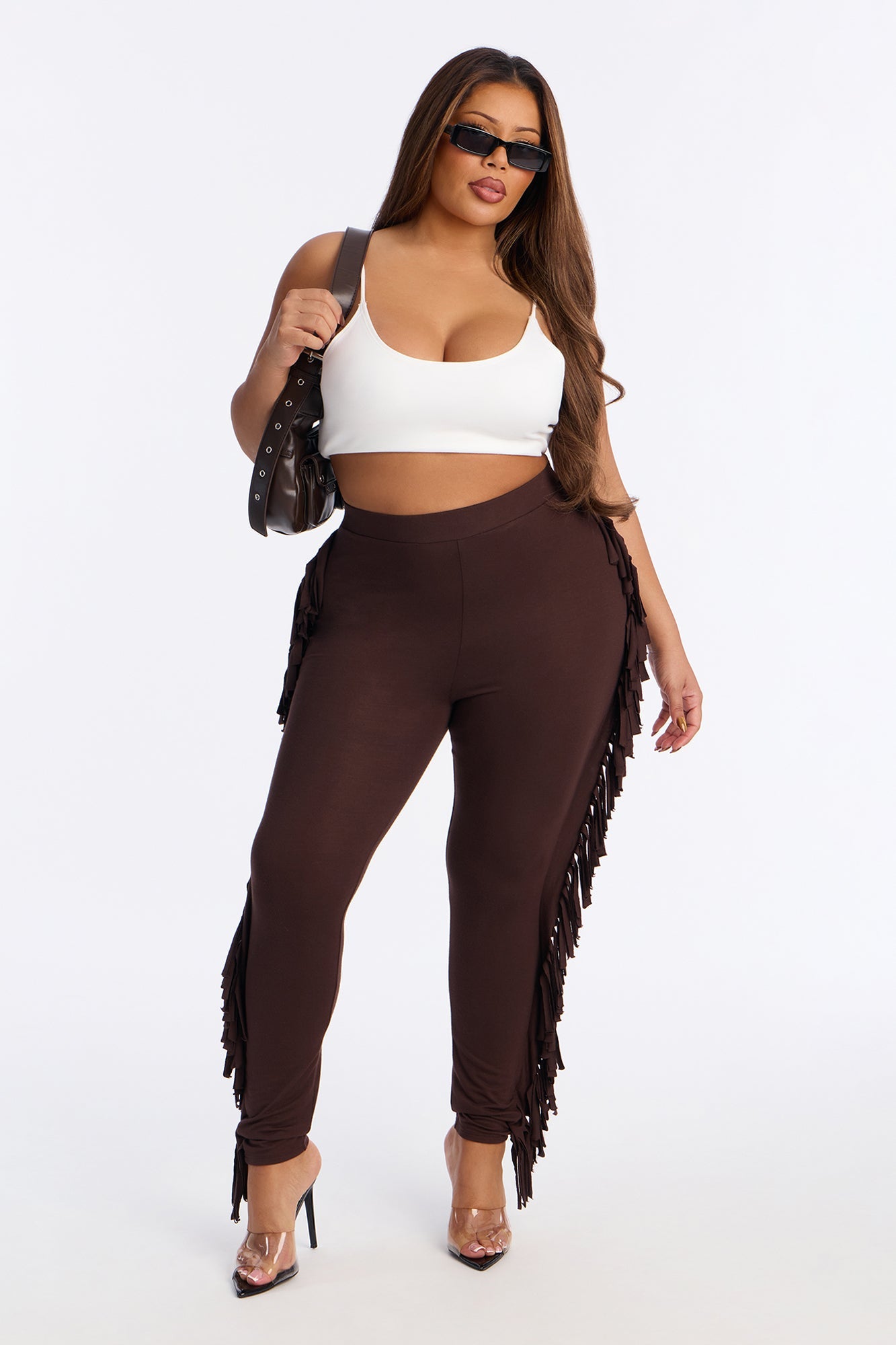 Shake It Like a Fringe Shaker Legging - Dark Brown