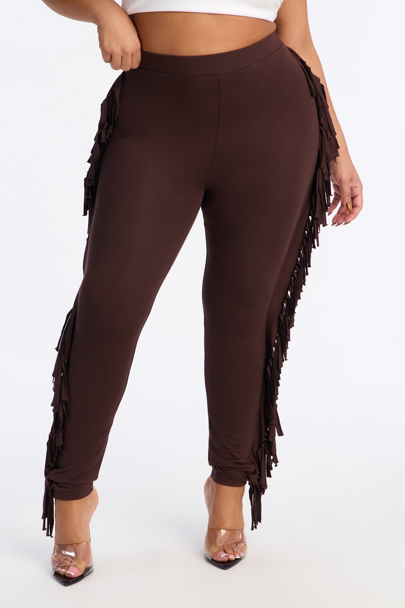 Shake It Like a Fringe Shaker Legging - Dark Brown