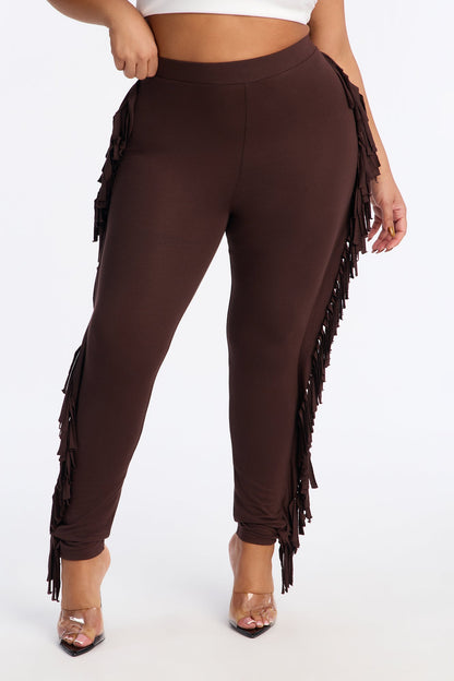 Shake It Like a Fringe Shaker Legging - Dark Brown