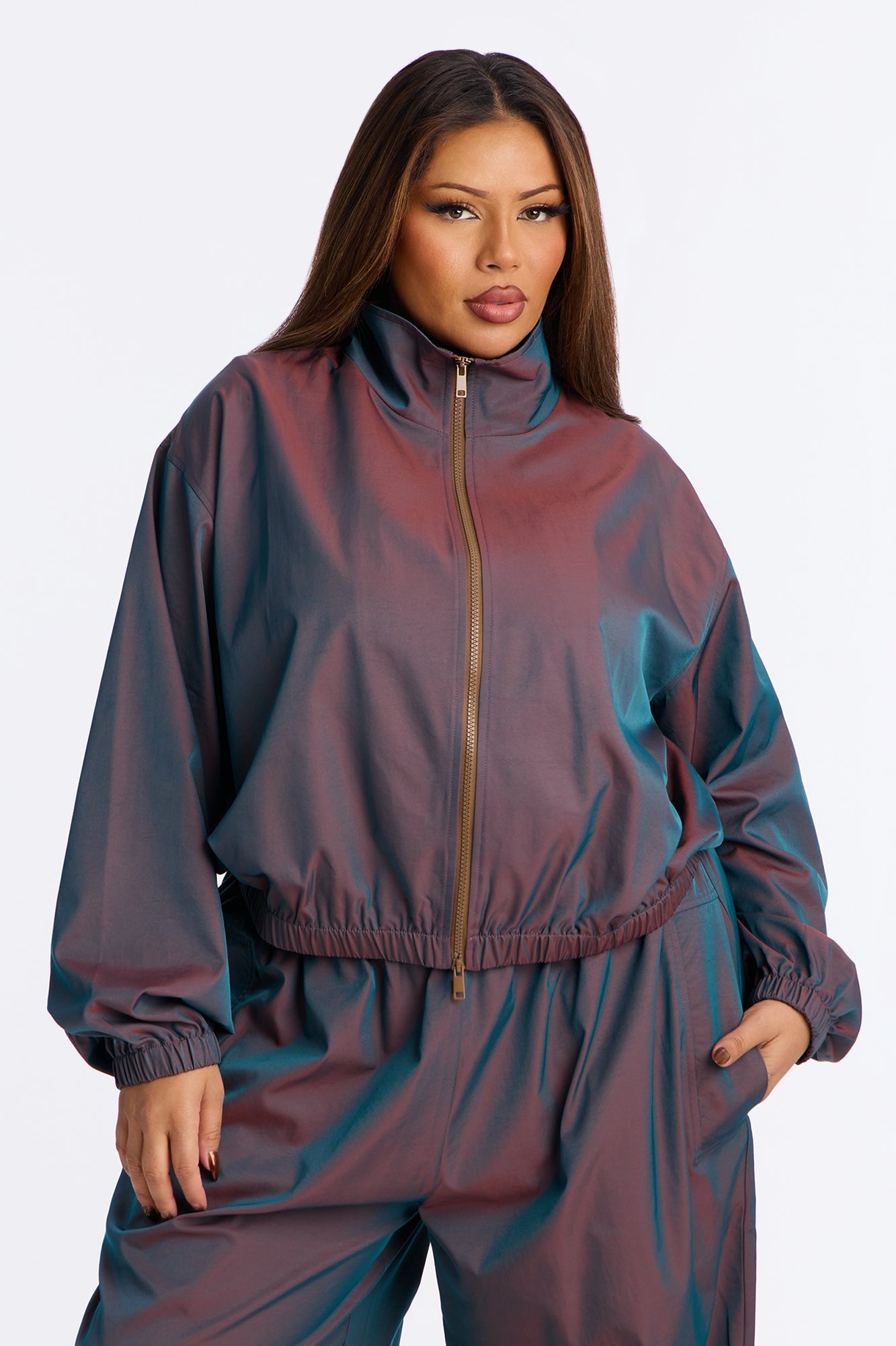 Futuristic Rush Reflective Windbreaker Jacket - Red/combo