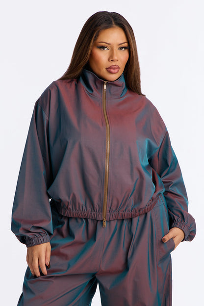Futuristic Rush Reflective Windbreaker Jacket - Red/combo