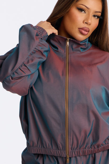 Futuristic Rush Reflective Windbreaker Jacket - Red/combo