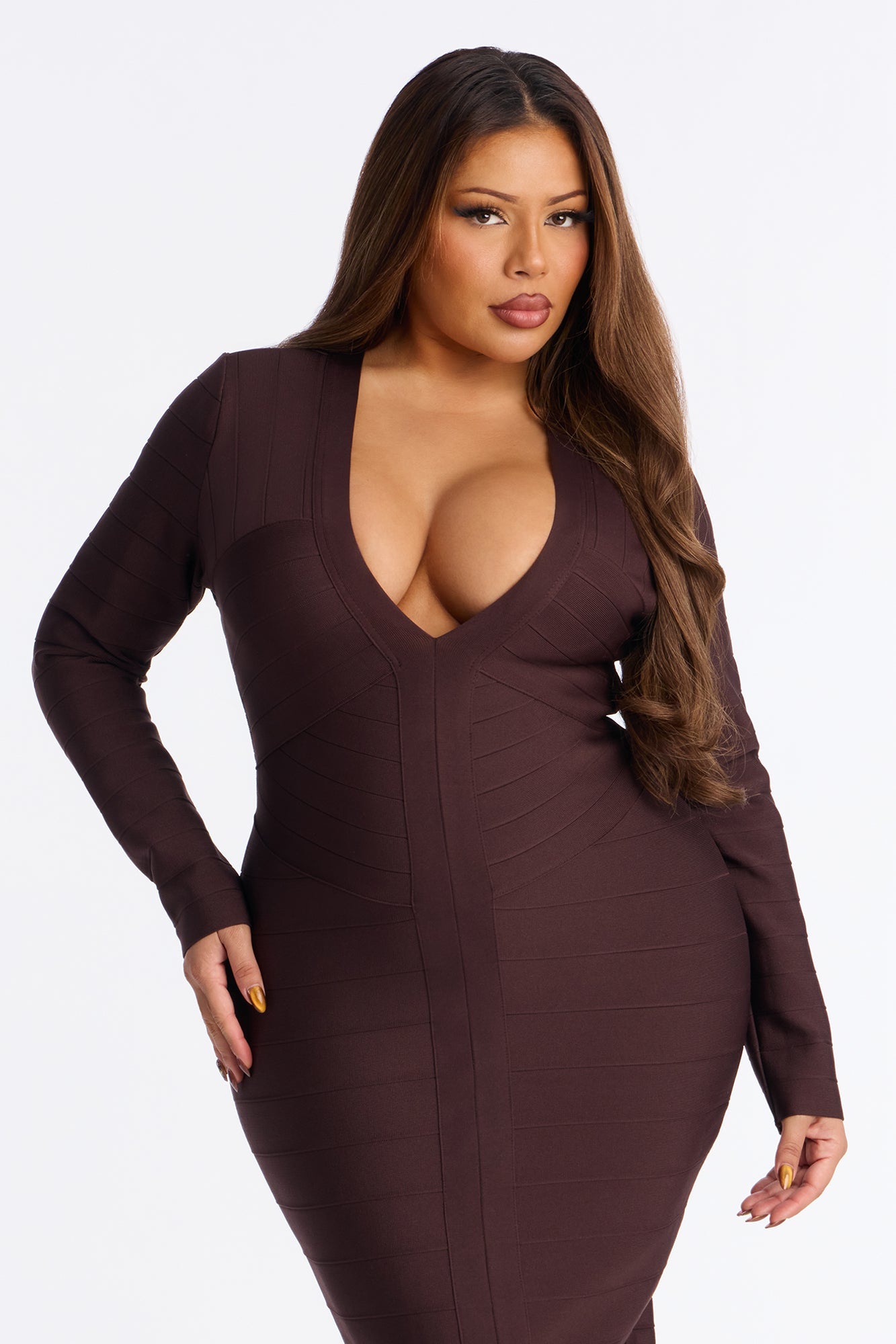 Kaylee Bandage Midi Dress - Chocolate