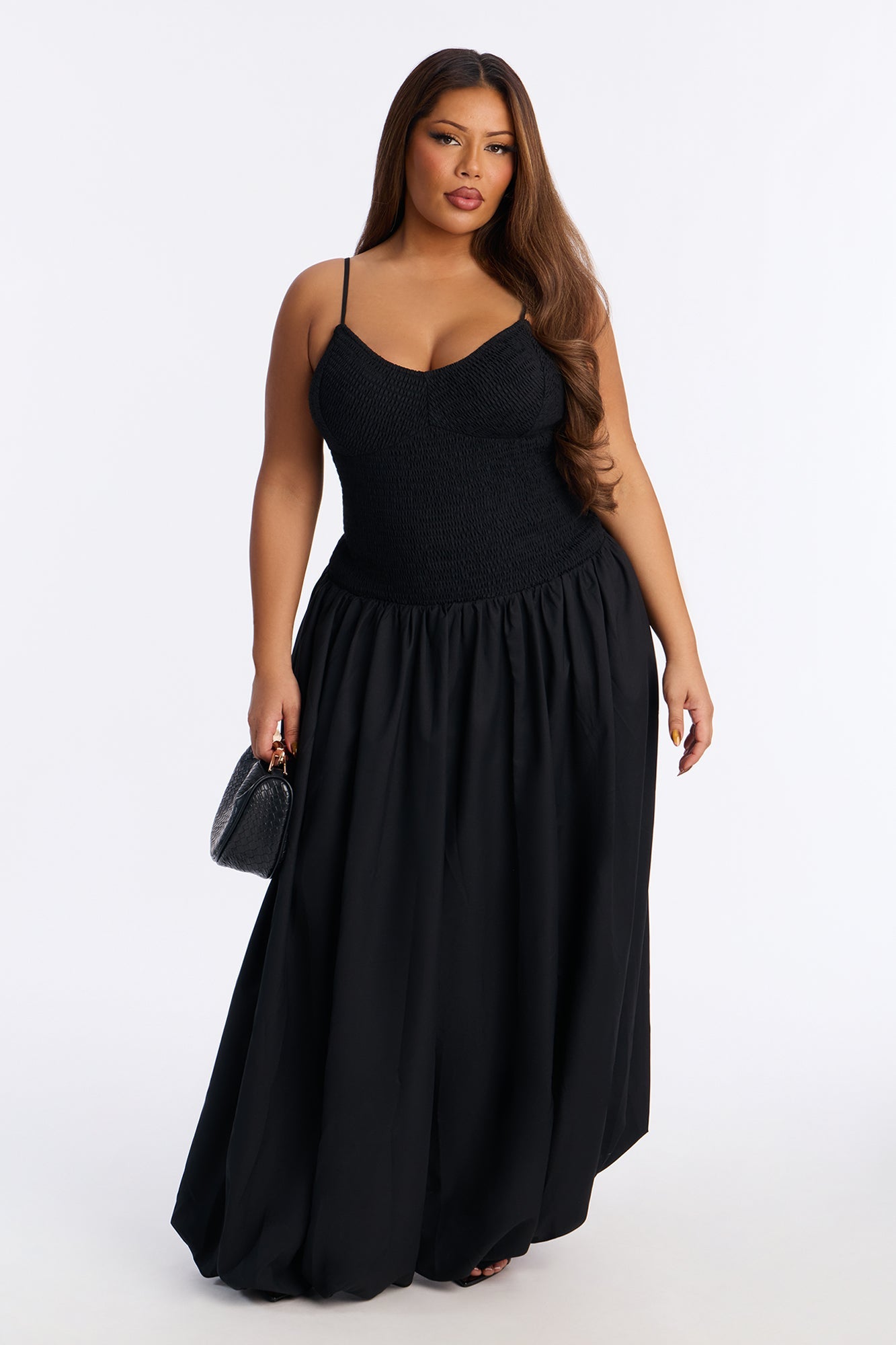 Sweet Daze Smocked Bubble Maxi Dress - Black