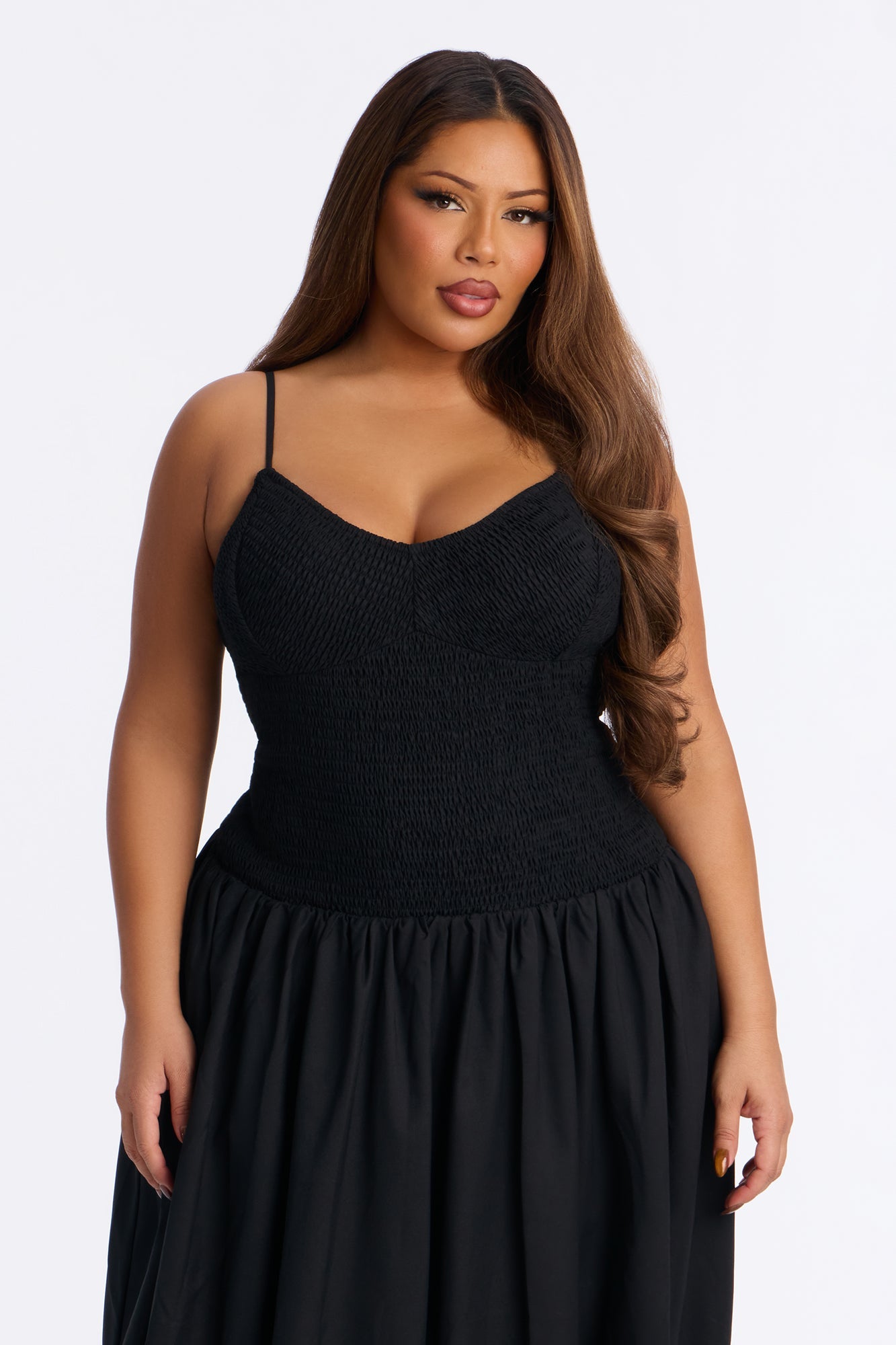 Sweet Daze Smocked Bubble Maxi Dress - Black