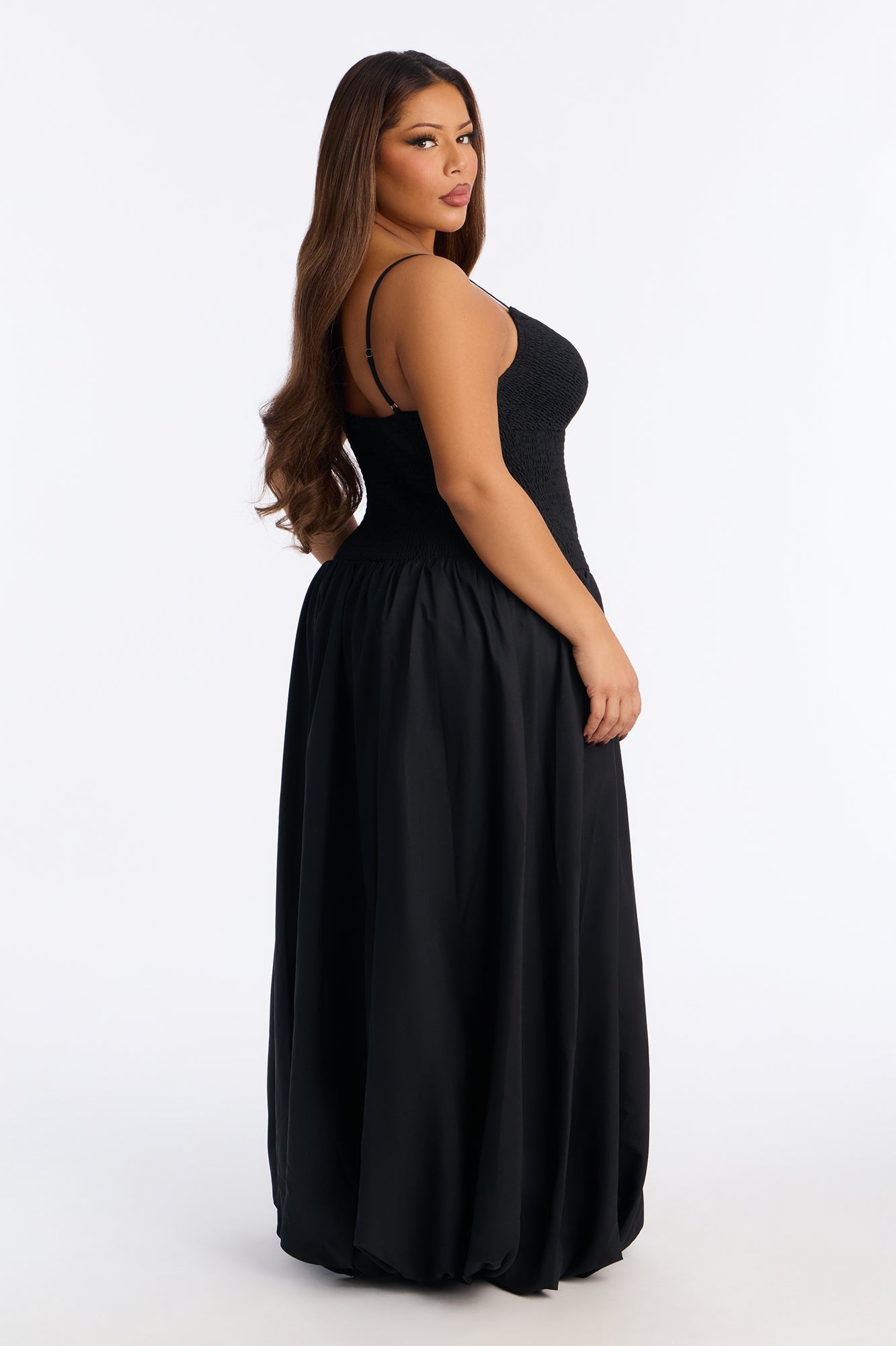 Sweet Daze Smocked Bubble Maxi Dress - Black