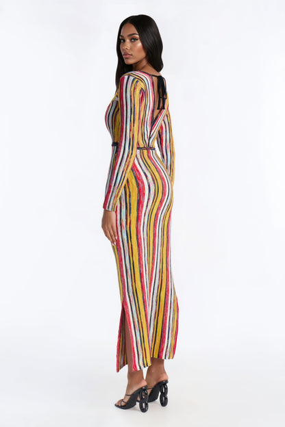 Natural Glow Sweater Maxi Dress - Yellow/combo