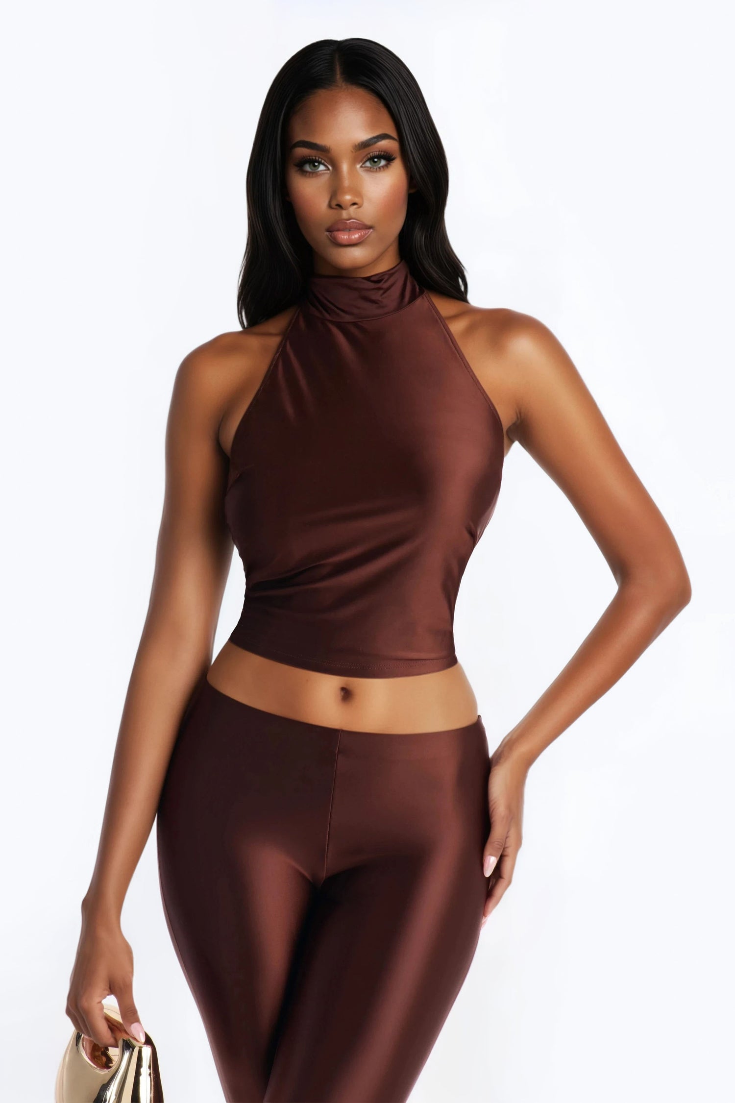 Sonic Sounds Halter Capri Set - Chocolate