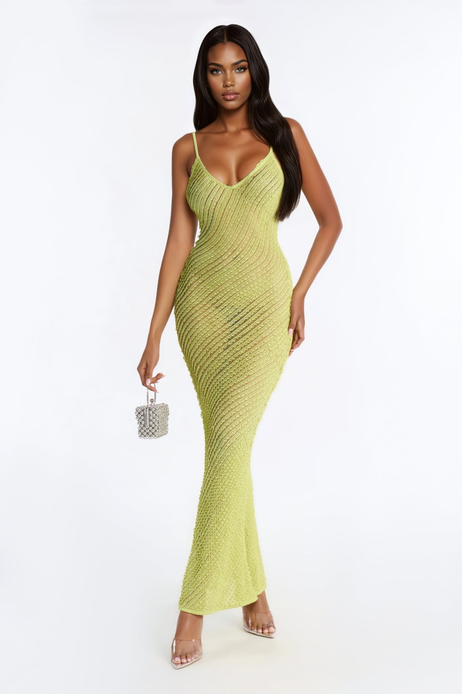 Bold Simplicity Textured Maxi Dress - Green