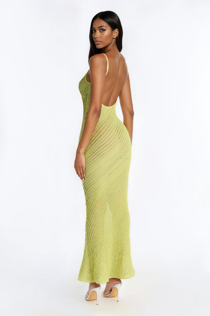 Bold Simplicity Textured Maxi Dress - Green