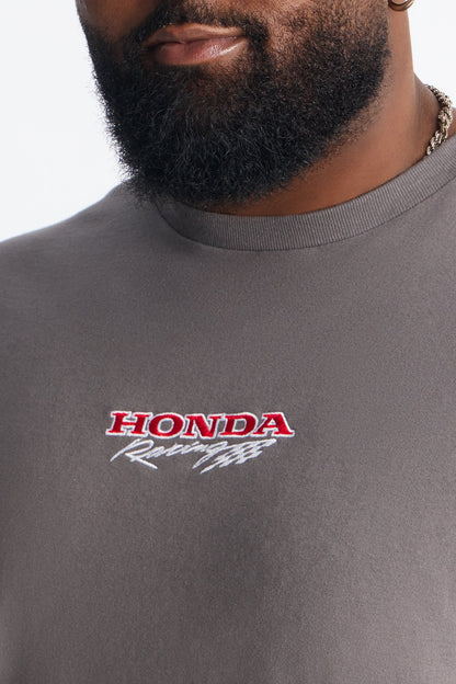Honda Racing Embroidery Short Sleeve Tee - Charcoal