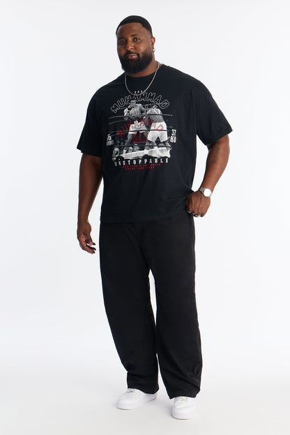 Boxy Muhammad Ali Rhinestone Short Sleeve Tee - Black