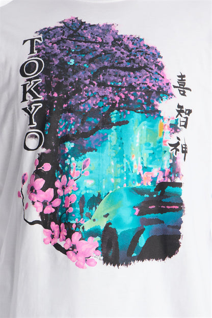 Tokyo Blossom Long Sleeve Tee - White