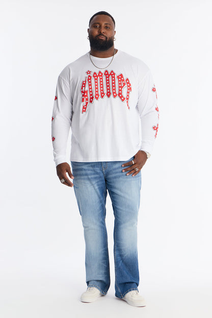 Sinner Star Long Sleeve Tee - White