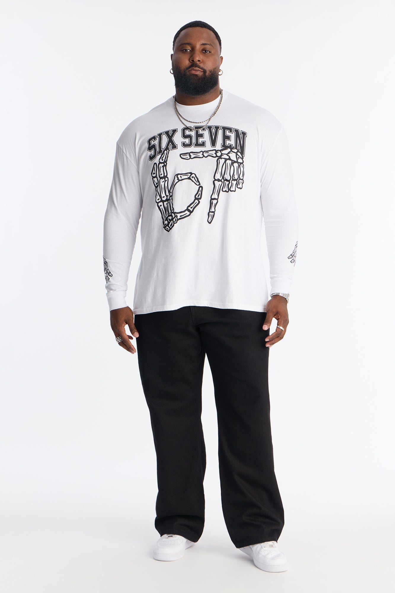 Six Seven Bones Long Sleeve Tee - White