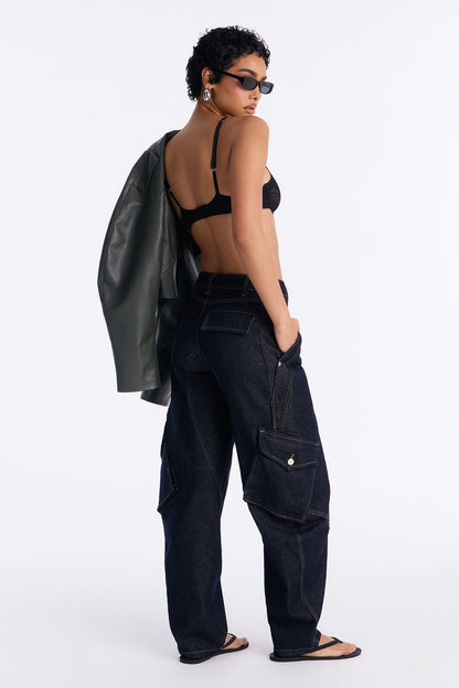 Sharpest Tool Barrel Leg Jeans - Dark Denim