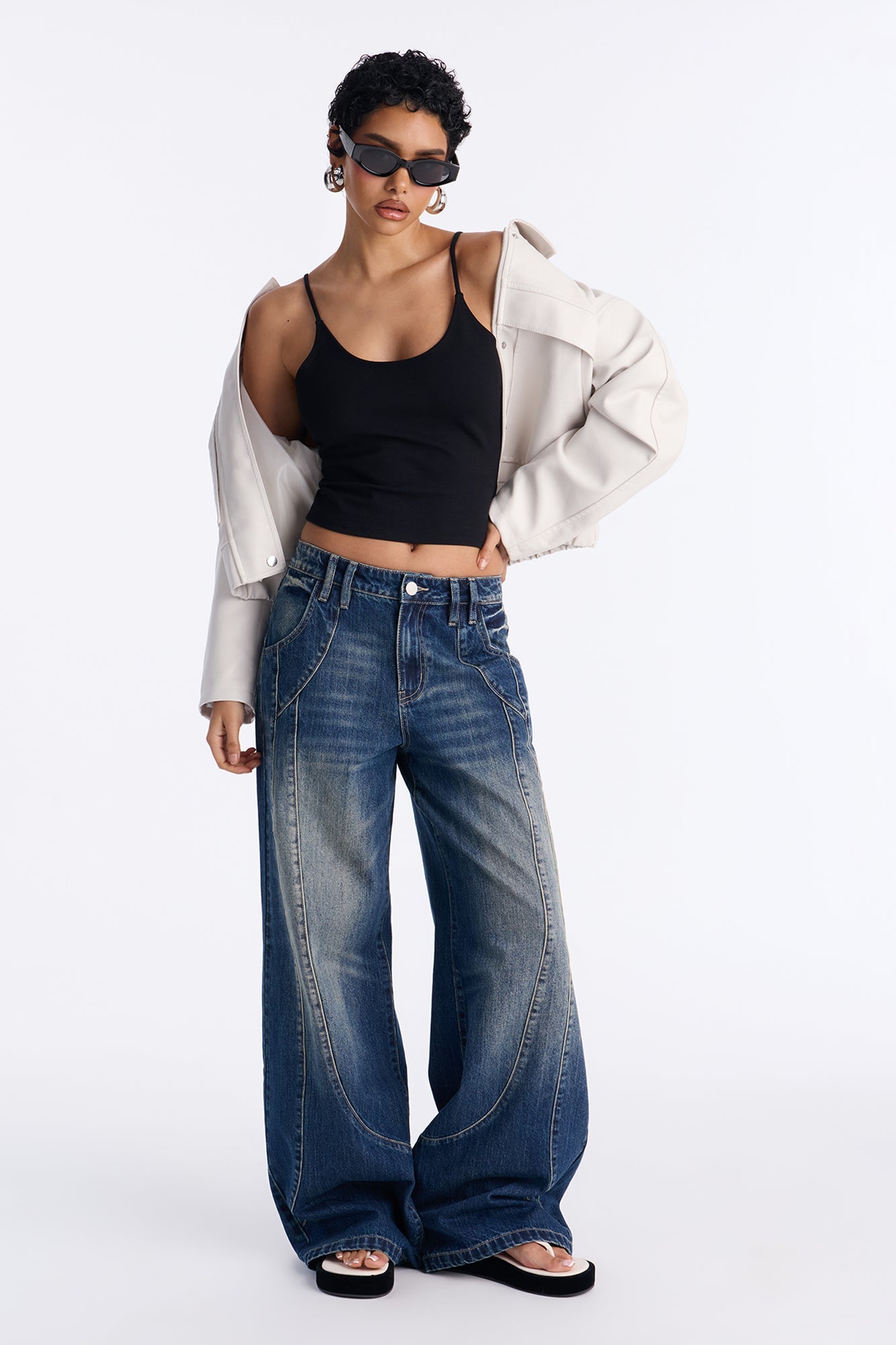 Destin Tinted Baggy Jeans - Dark Wash