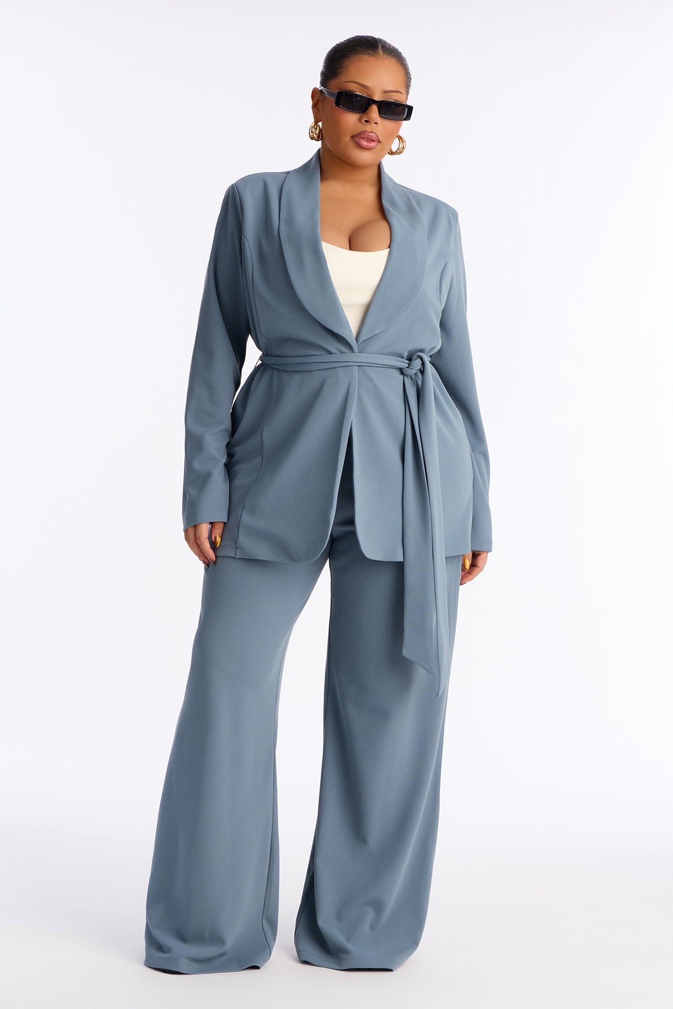 CEO Vibes Blazer Set - Slate Blue