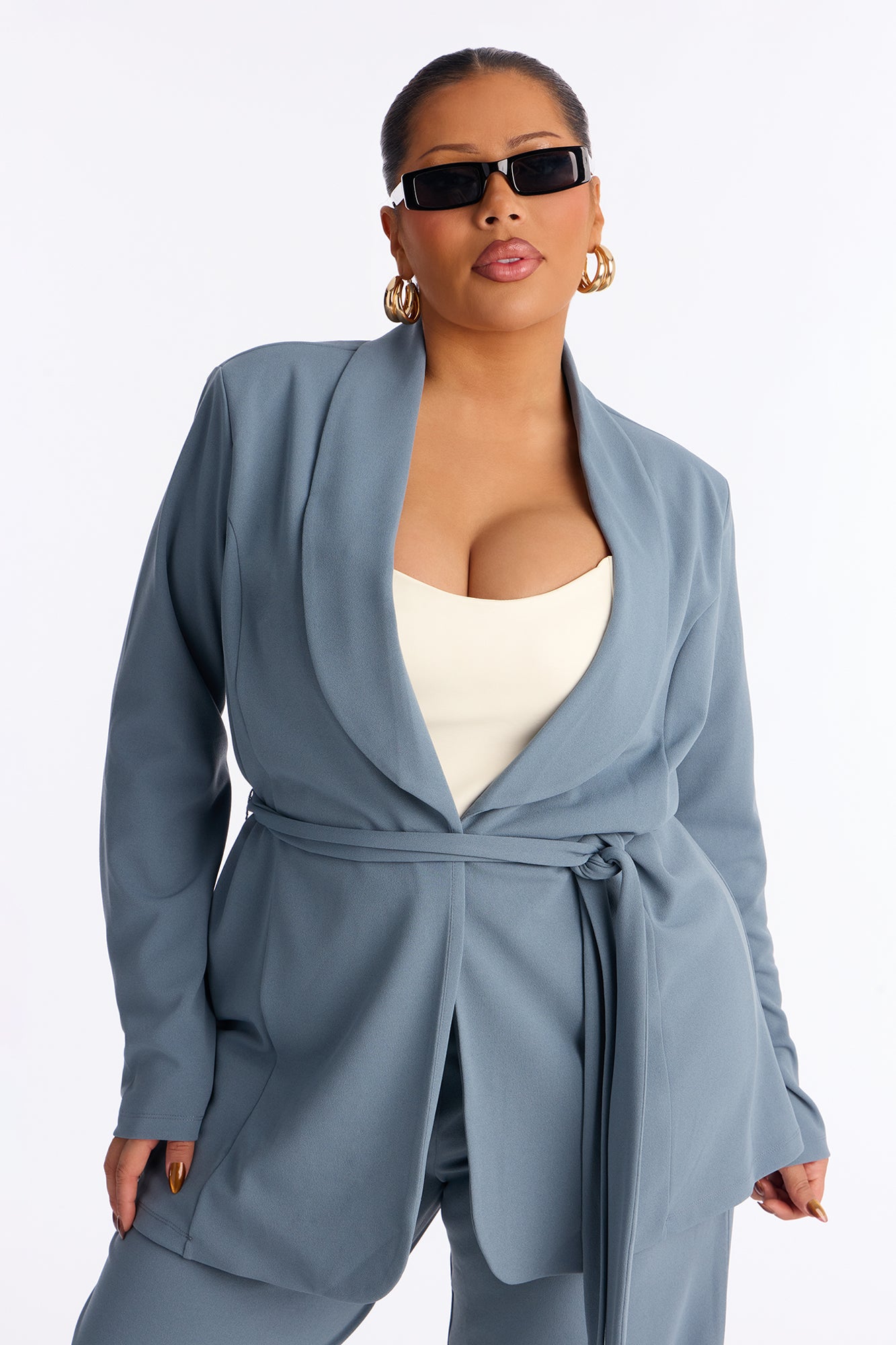 CEO Vibes Blazer Set - Slate Blue