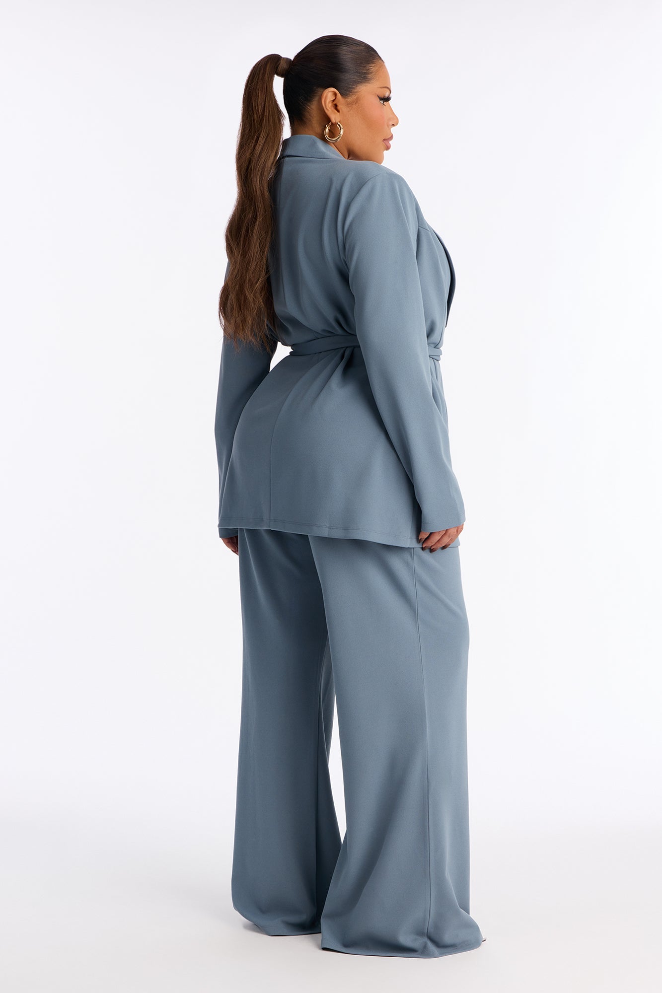 CEO Vibes Blazer Set - Slate Blue