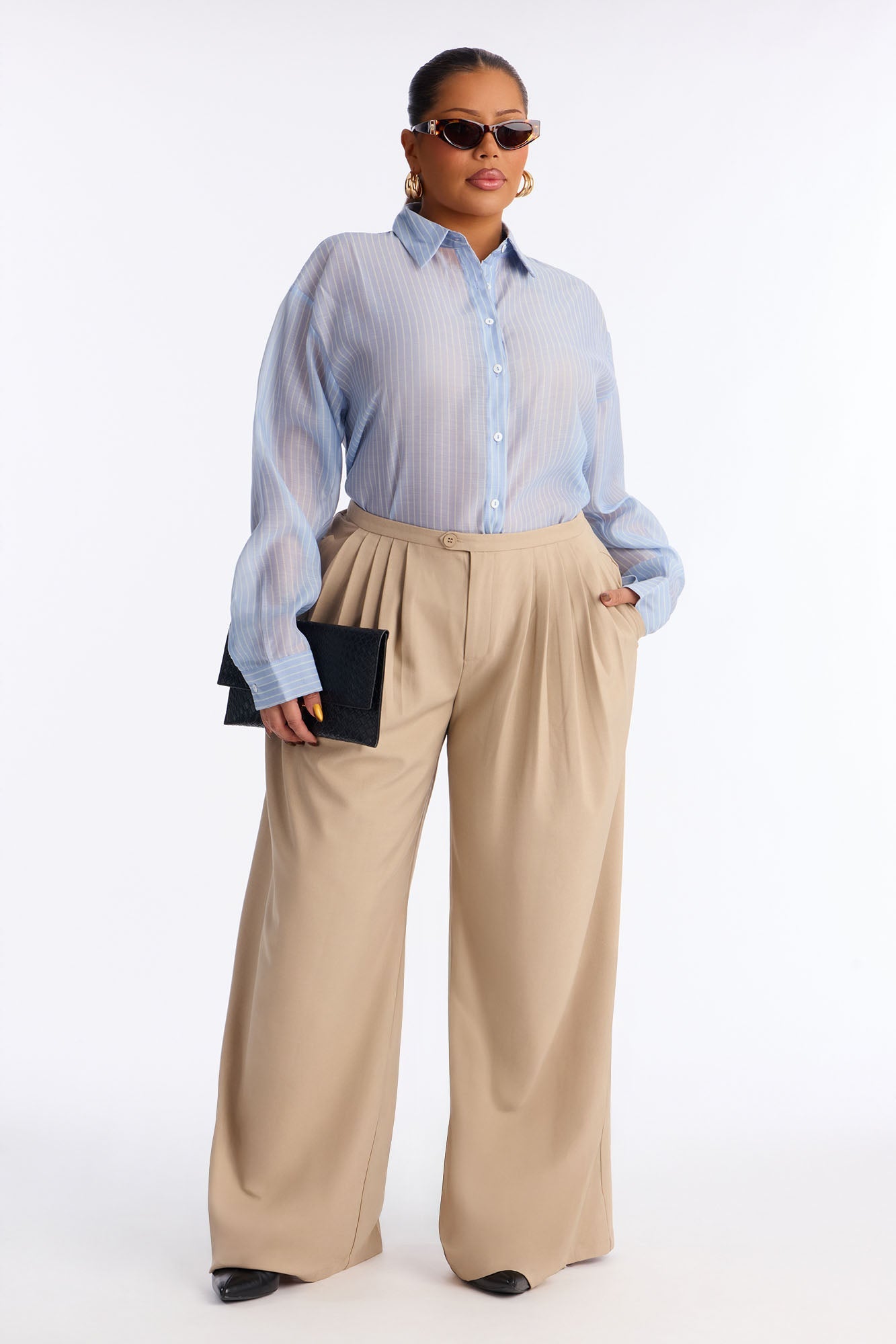 Power Moves Daily Pleated Low Rise Trouser 33″ - Khaki