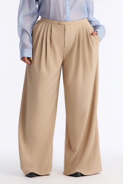 Power Moves Daily Pleated Low Rise Trouser 33″ - Khaki