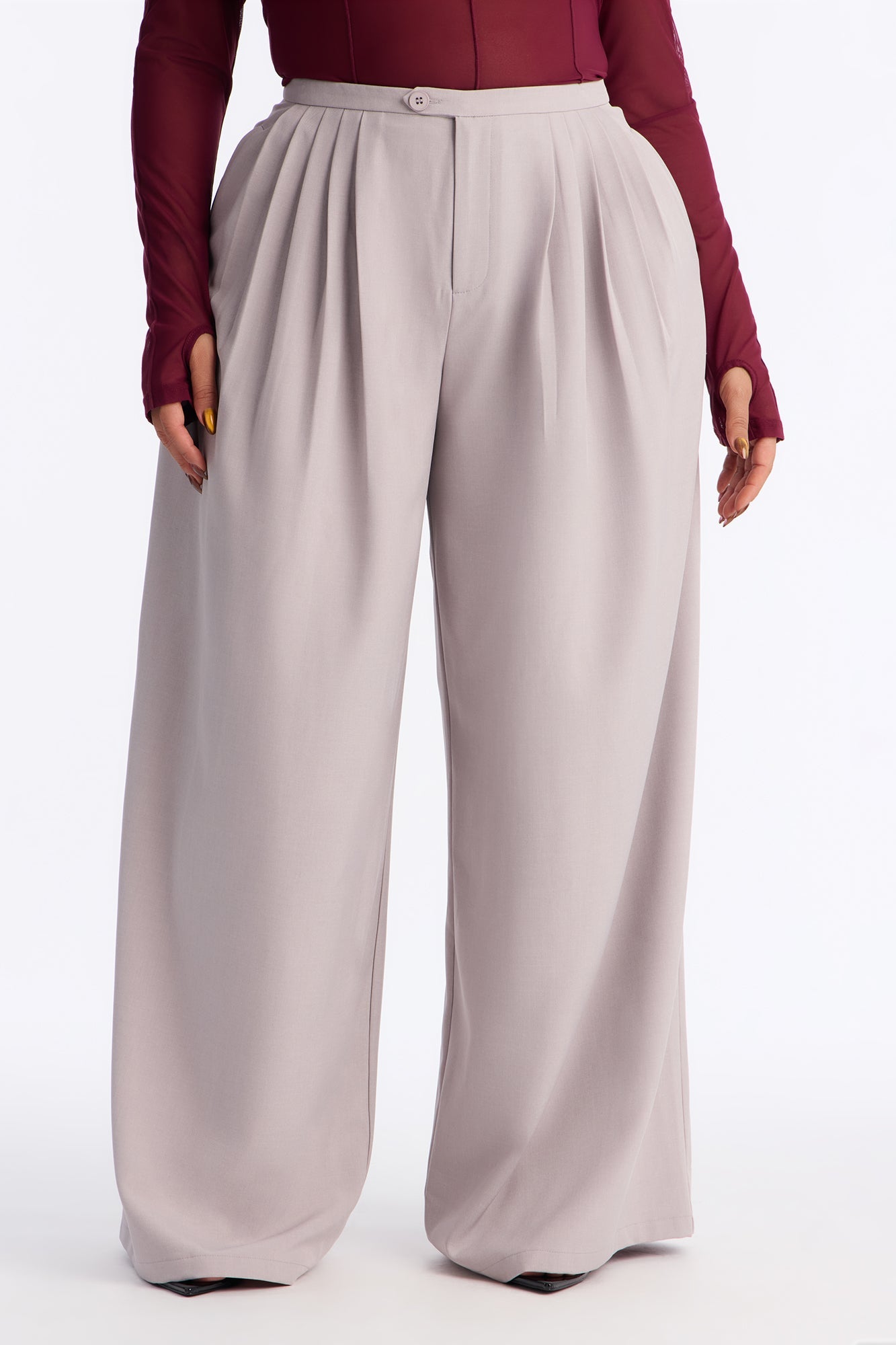 Power Moves Daily Pleated Low Rise Trouser 33″ - Grey