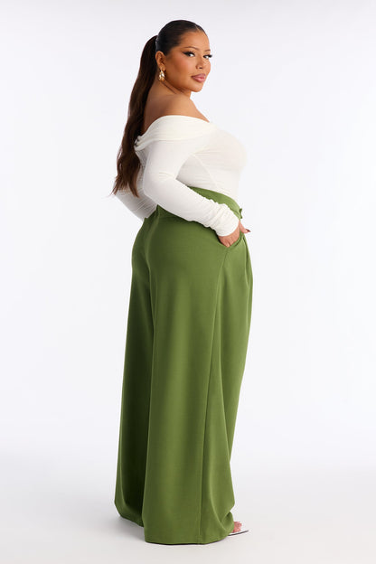 Charlie Wide Leg Trouser 33″ - Green