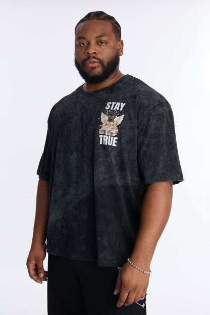 Stay True Count Your Blessings Oversized Short Sleeve Tee - Black Wash