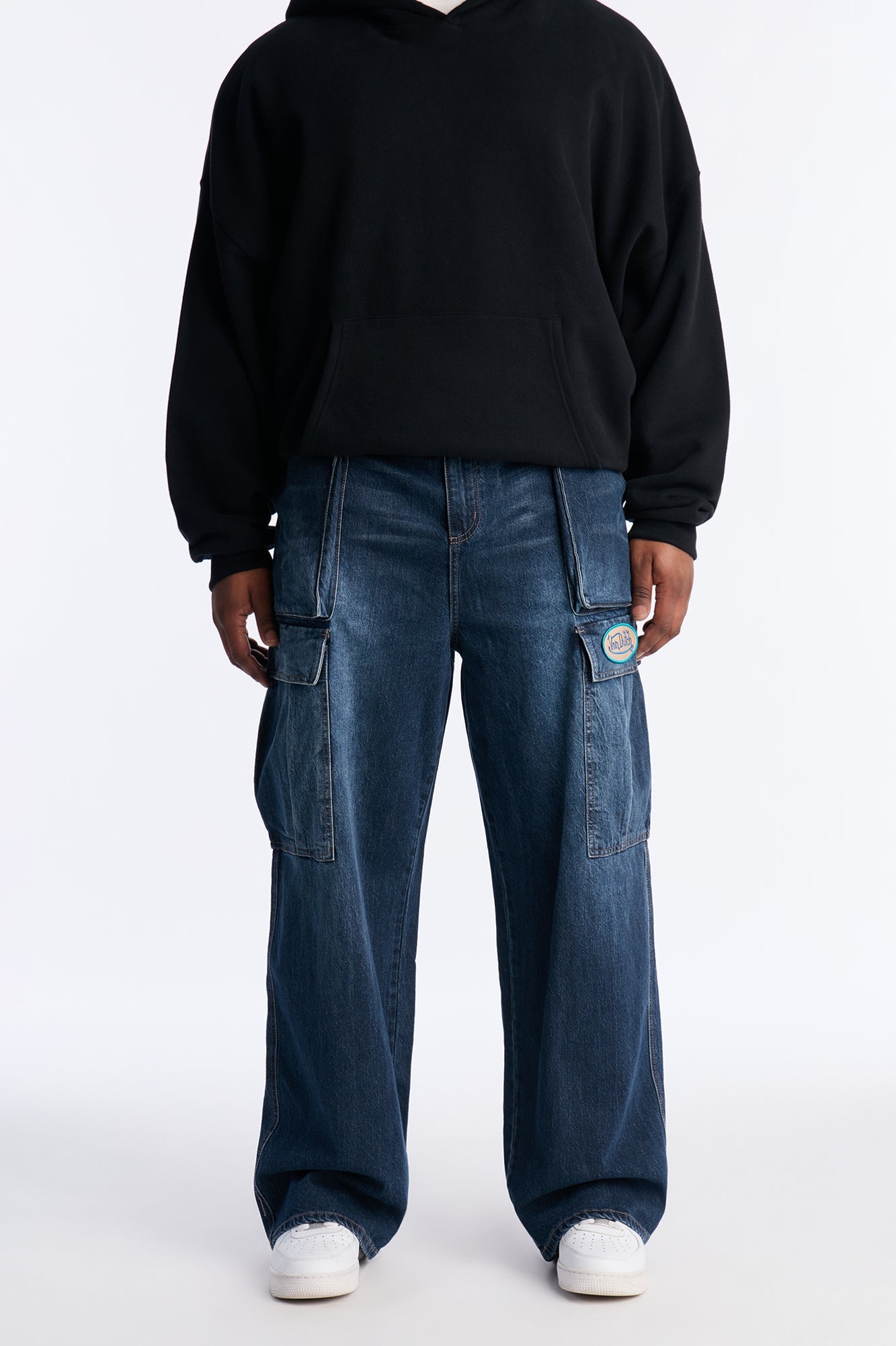 Von Dutch Straight Cargo Patch Jean - Dark Wash