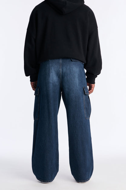 Von Dutch Straight Cargo Patch Jean - Dark Wash