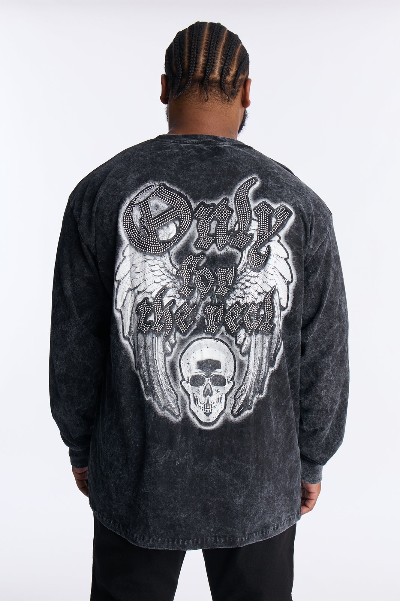 Respect The Hustle Long Sleeve Tee - Black Wash