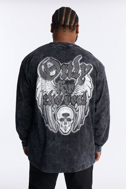 Respect The Hustle Long Sleeve Tee - Black Wash