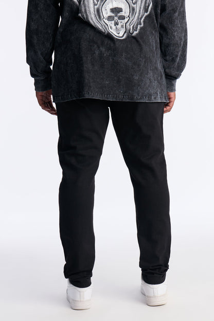 Skinny Stacked Abstract Embellished Pant - Black
