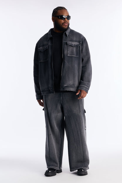 Heavy Wash Relaxed Fleece Jacket - Black Wash