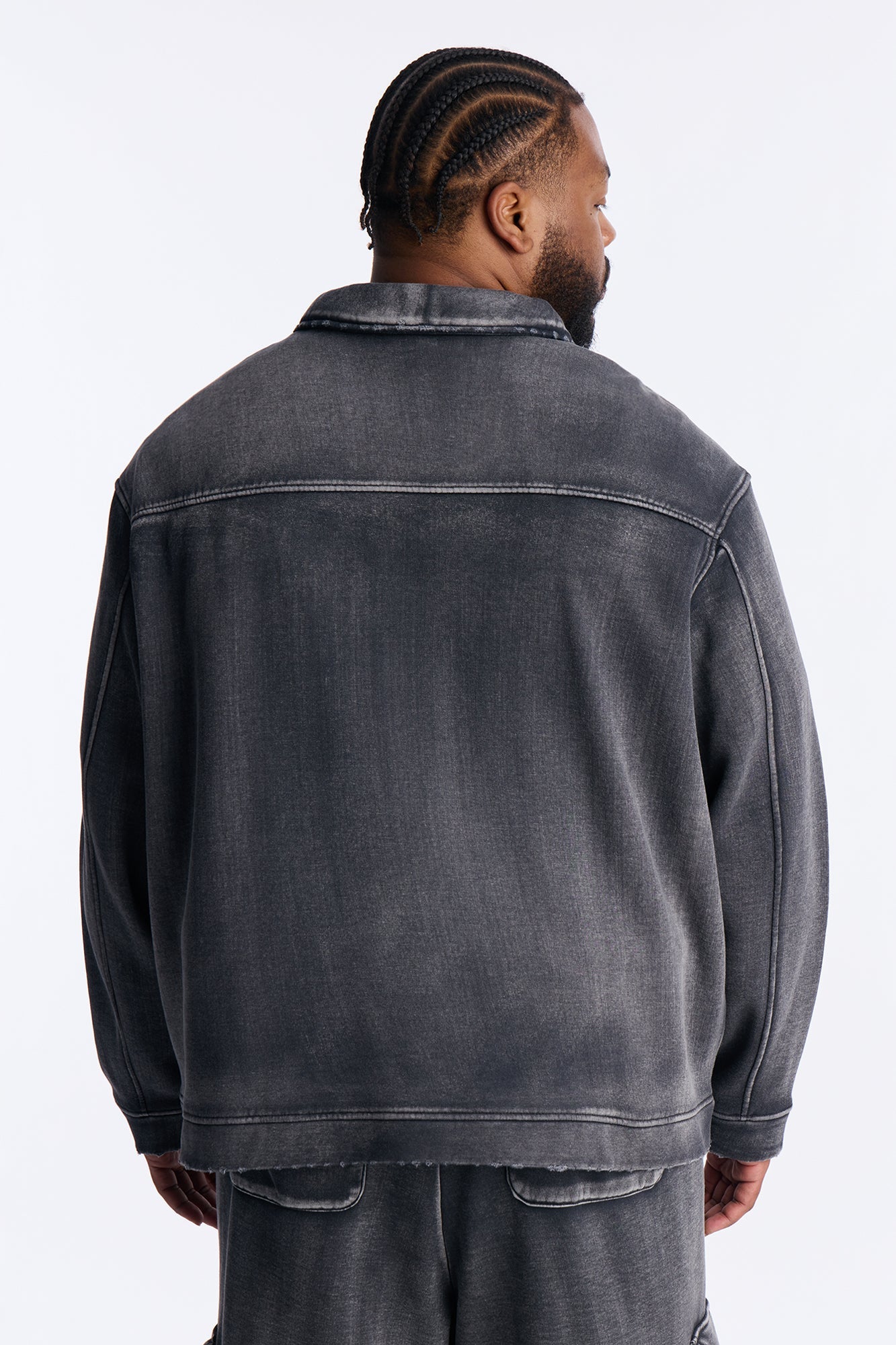 Heavy Wash Relaxed Fleece Jacket - Black Wash