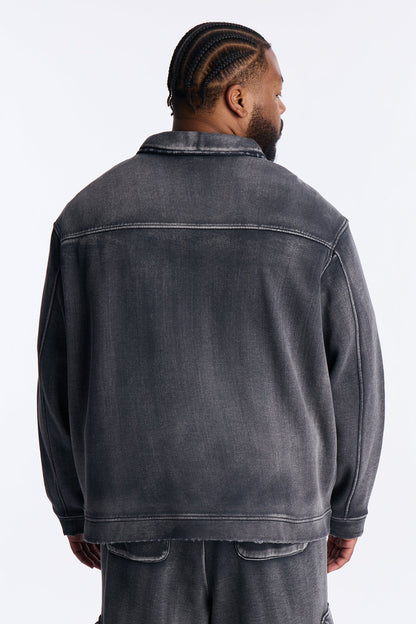 Heavy Wash Relaxed Fleece Jacket - Black Wash