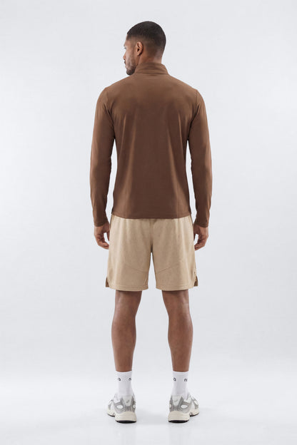 HexTech™ Quarter Zip Long Sleeve Active Top - Brown