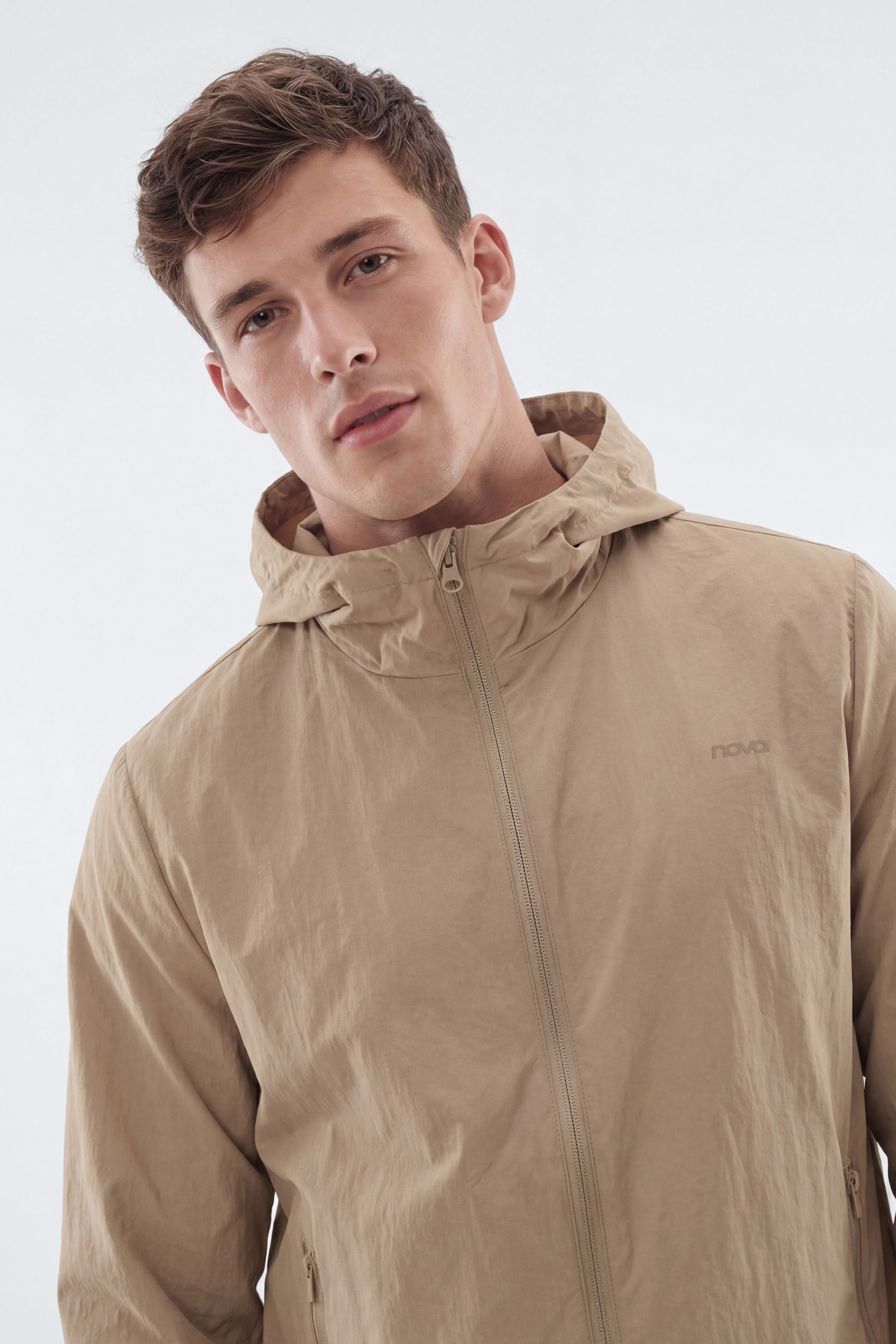 CoreNylon Hooded Full Zip Jacket - Taupe