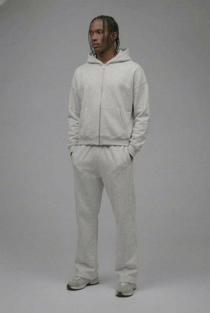 410 Oversized Cropped Zip Hoodie - Heather Grey