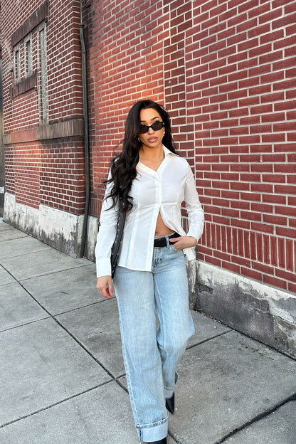 Briana Low Rise Cuffed Wide Leg Jeans - Vintage Wash