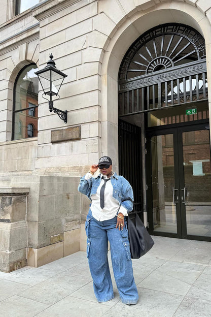 Just Between Us Denim Pant Set - Blue