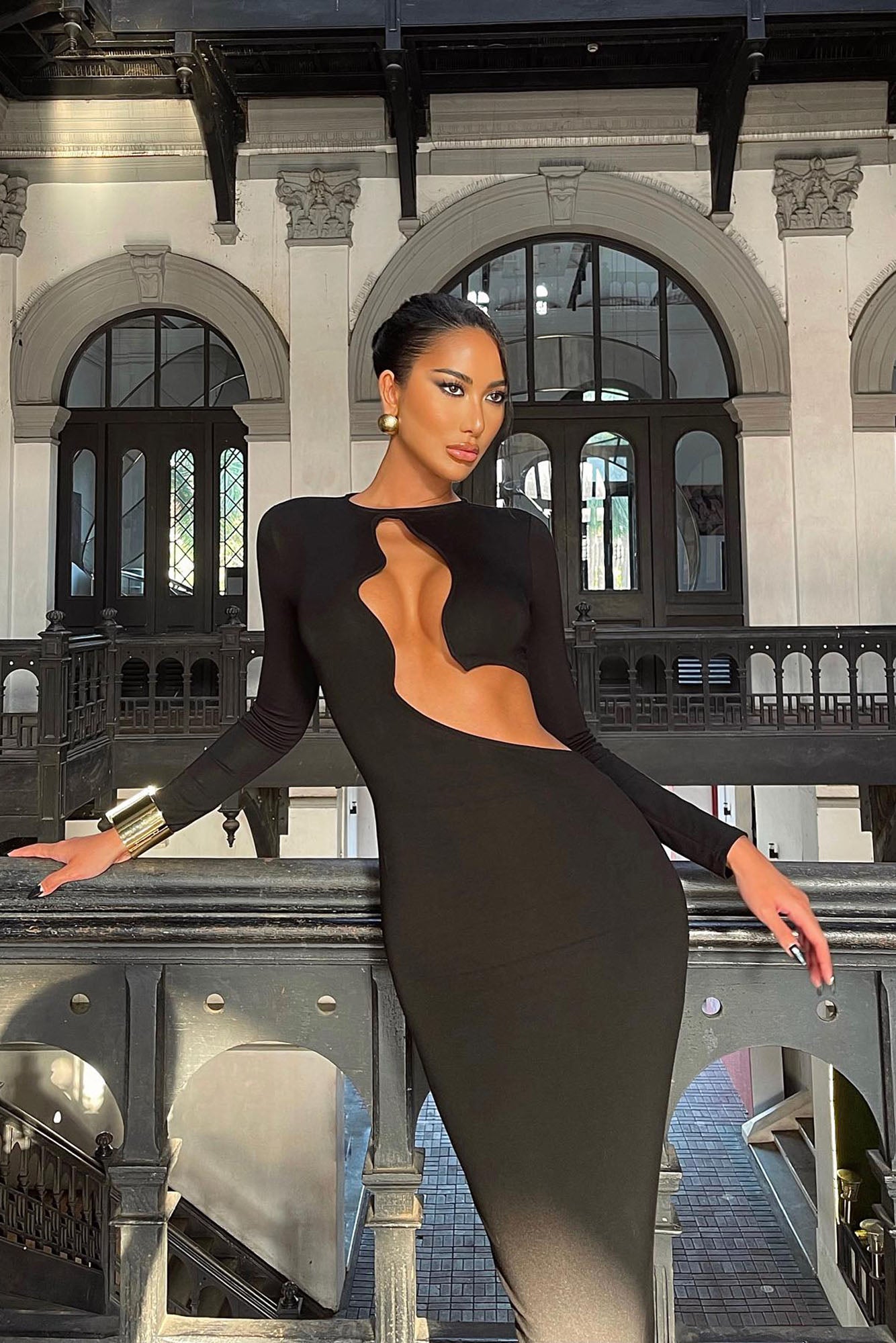 Denise Cut Out Maxi Dress - Black