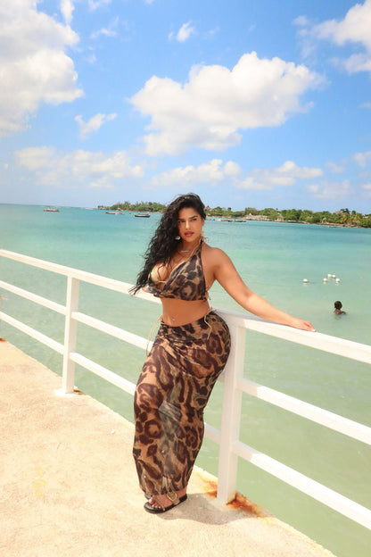 Living Wild Mesh Skirt Set - Leopard