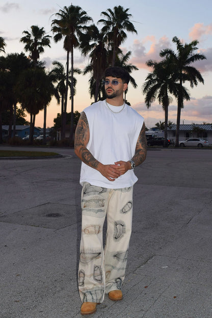 Century Repaired Baggy Jeans - Off White